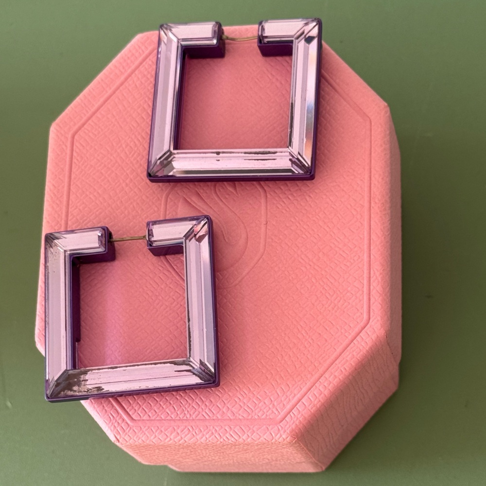 Swarovski Lucent Square Purple Earrings